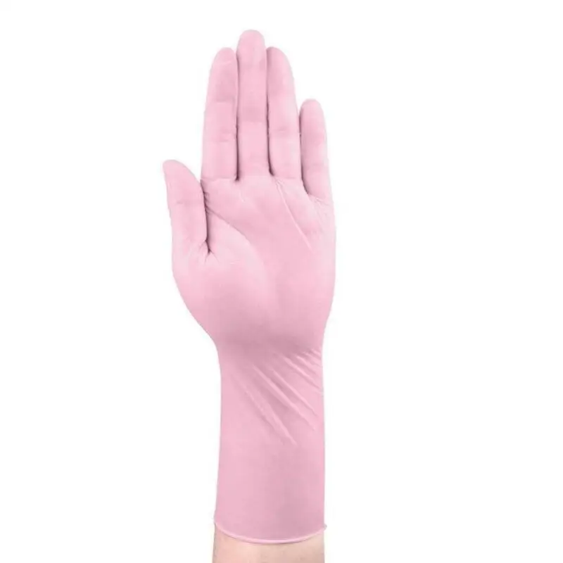 50PCS Pink Nitrile Disposable Gloves Thickness Long Latex Free Household Gloves for Kitchen Cleaning Dishwashing Working Petcare