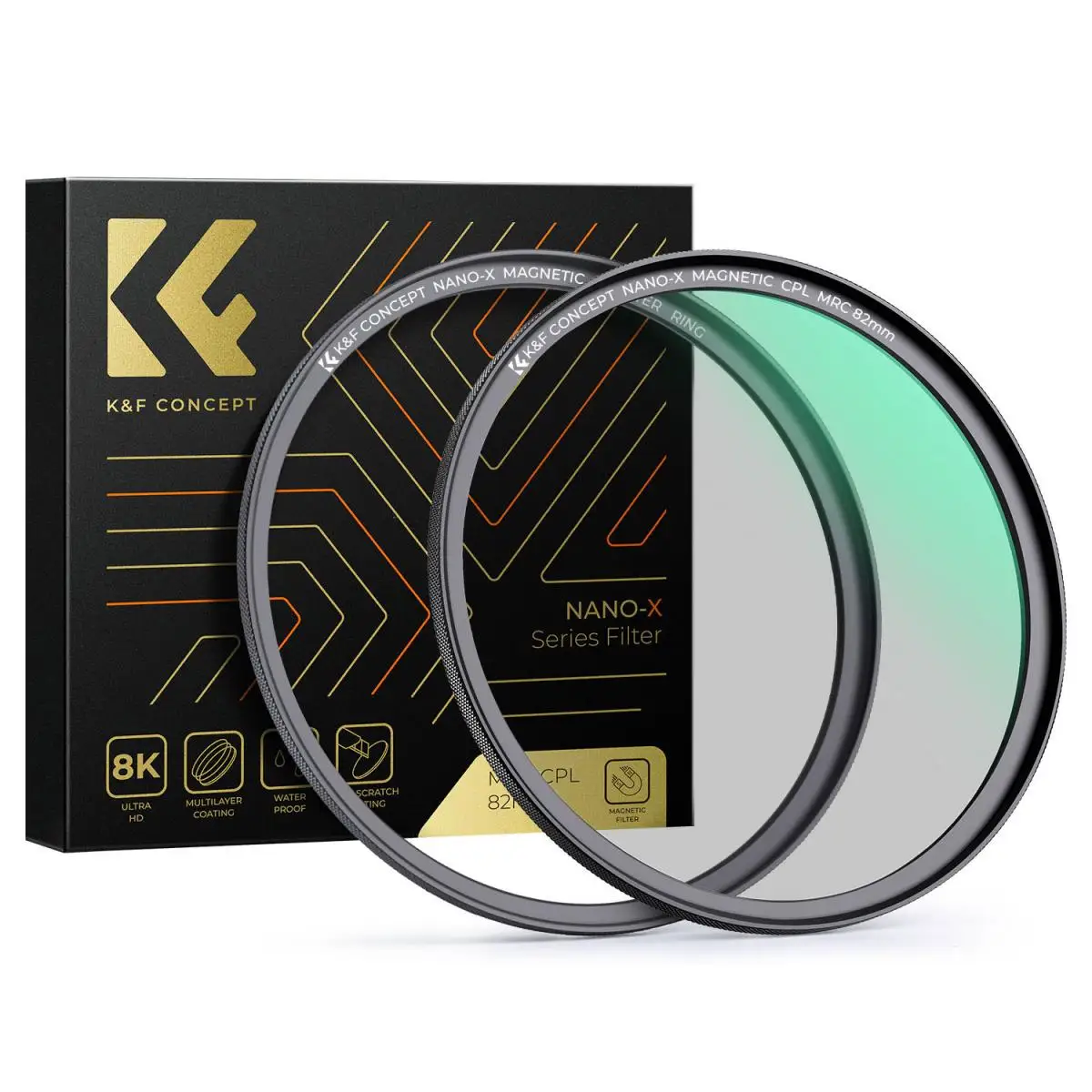 K&F Concept 77mm 82mm Nano-X Magnetic CPL Filter High-Definition Coated with Waterproof Anti-Scratch Anti-Reflection Green Film