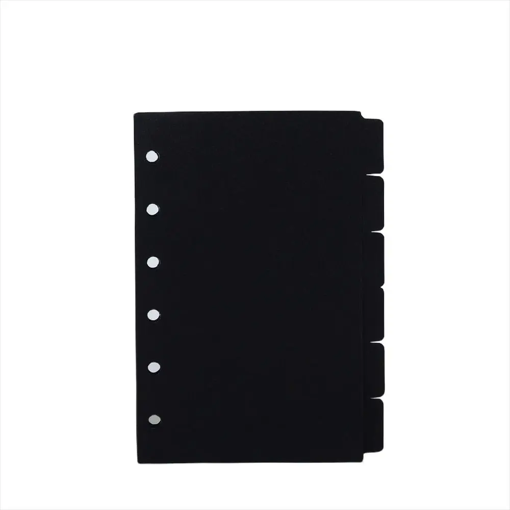 Divisor de índice negro A5, A6, A7, lindo, 6 agujeros para Carpeta, planificador, papelería, cuaderno, accesorios divisores de papel