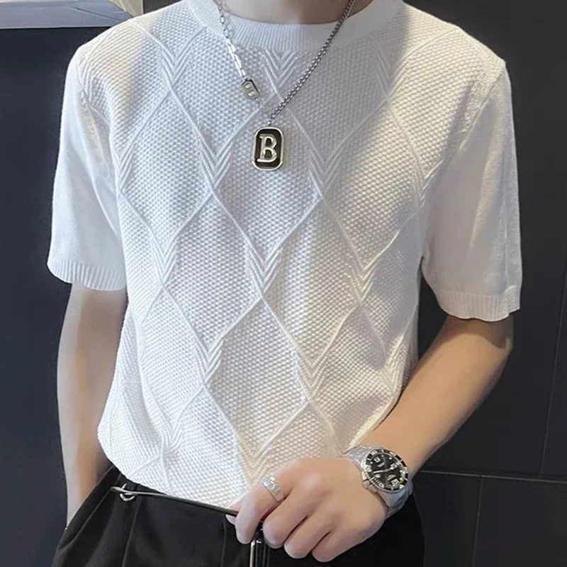 LIBIELIY Fashion O-Neck Solid Color All-match T-Shirt Men's Clothing 2024 Summer New Oversized Casual Pullovers Loose Korean Tee