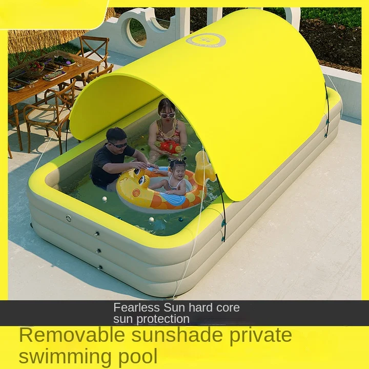 Inflatable Swimming Pool for Children, Large Family Pools, Baby Sun Shade, Folding Pool for Garden, Villa, 2.1 m, 3.6 m, 3M