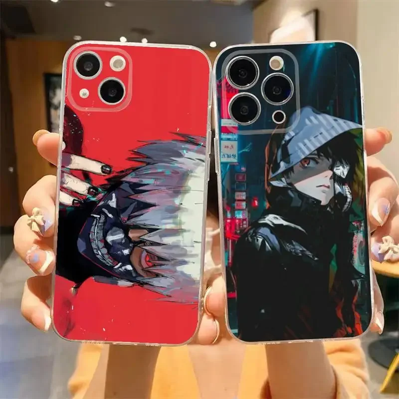 Kaniki Ken Tokyo G-Ghoul Phone Case For iPhone 11 12 Mini 13 14 15 Pro XS Max X 8 7 6s Plus 5 SE XR Transparent Shell