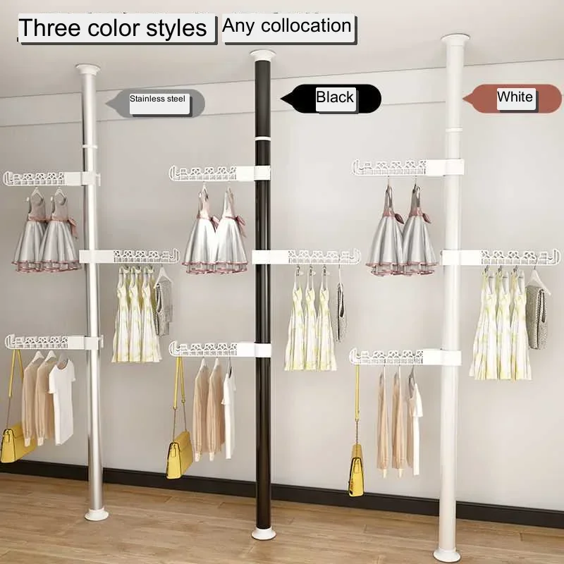 Indomitable Clothes Hanger Floor-to-ceiling Room Built-in Rack Cloakroom Hanging Hanger Coat Rack Simple Wardrobe Drying Rack