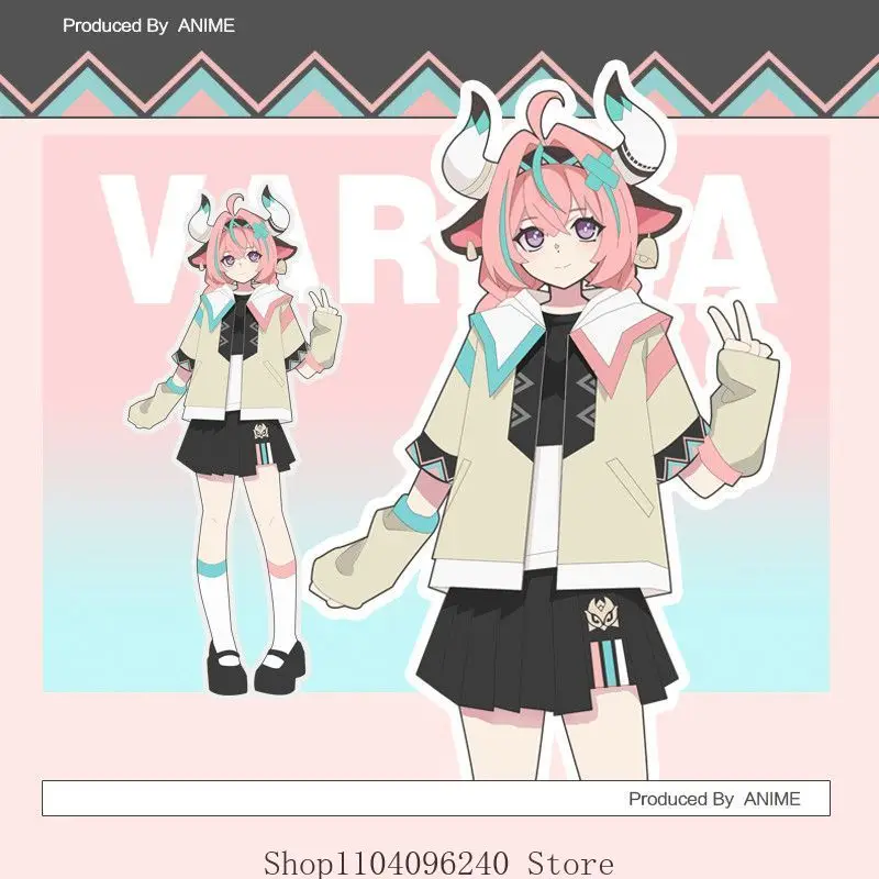 

Genshin Impact Valesha Cosplay Costume Summer Short Sleeve T-shirt Jacket Skirt Mascot Student Accessory Fans Gift