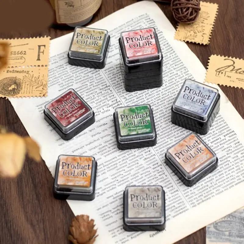 

LXAA 6 Pcs Portable Stamp Pad Combination Inkpad Flowing Colors Series Pad Set