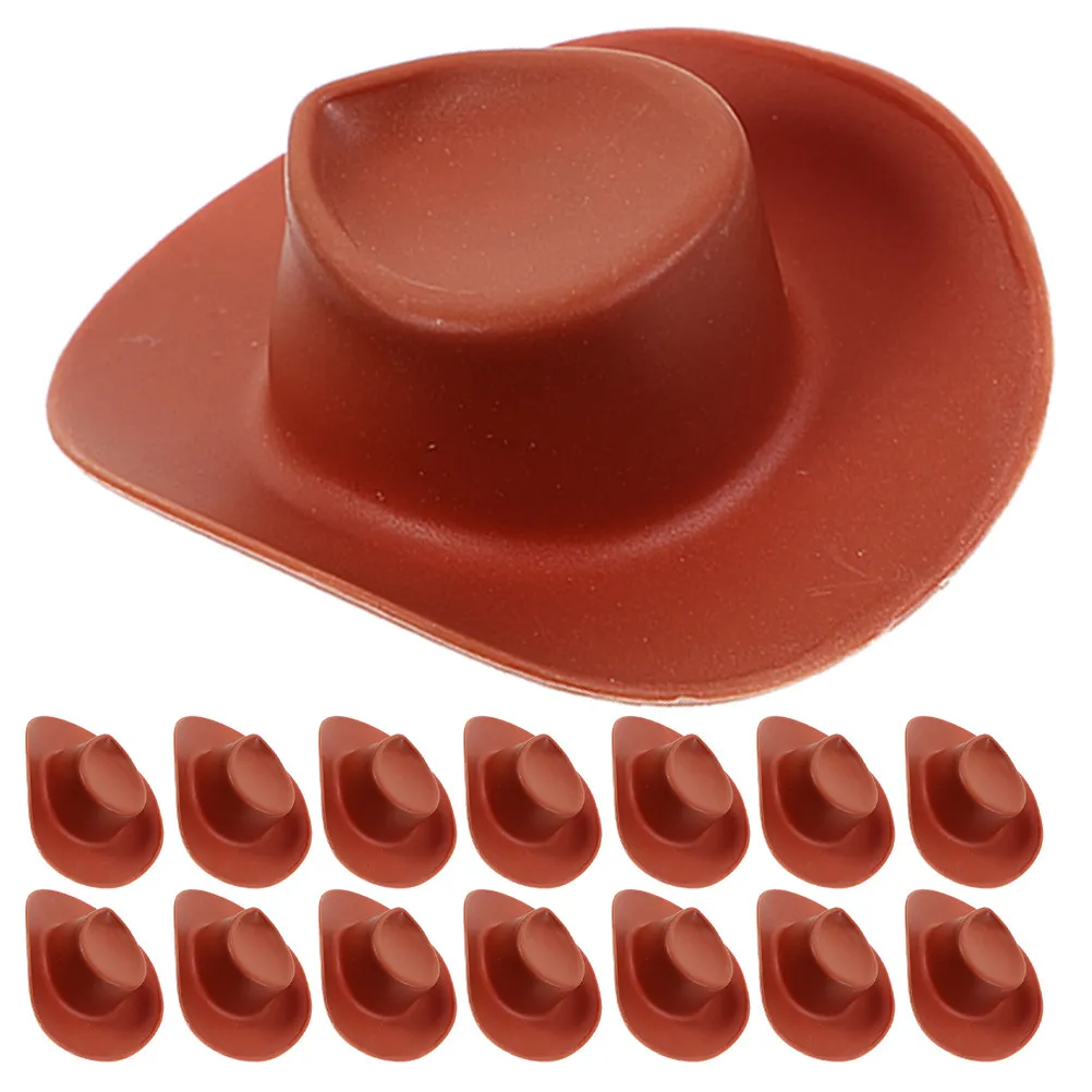 60Pcs Mini Western Cowboy Hats Brown Tiny Cowboy Mini Hat for Party Decorations Crafting DIY Accessories Wild West Theme