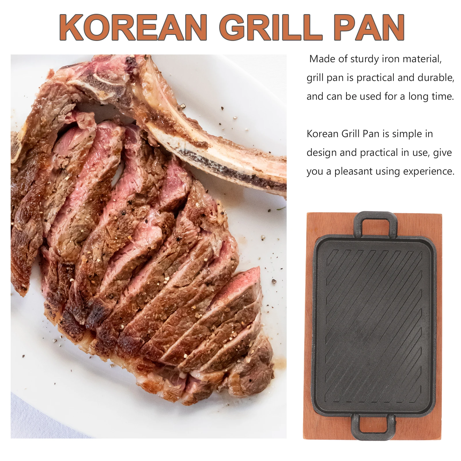 

Thickened Iron Teppanyaki Grill Pan Stove Top Outdoor Camping BBQ Accessories Durable Even Heating Practical Storage
