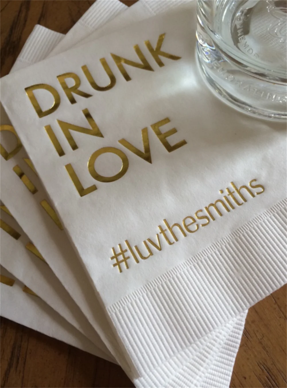 

50PCS Personalized Napkins Bridal Shower Wedding Napkins Custom Monogram Drunk In Love Hash Tag Hashtag Drunk On Love