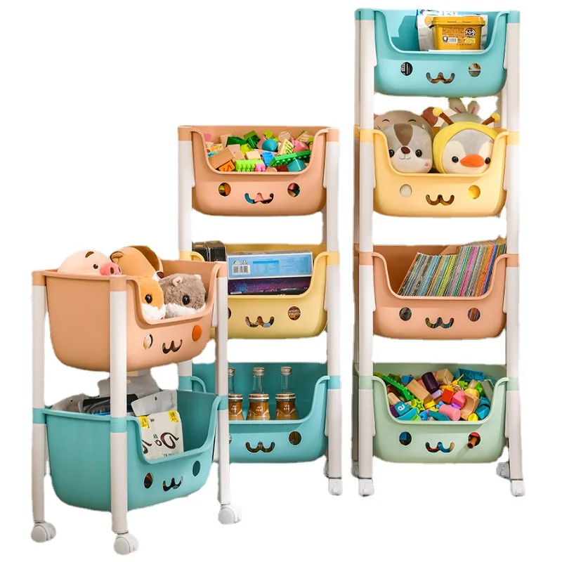 

Trolley Rack Children's Toy Storage Rack Household Bookshelf Picture Book Rack Movable