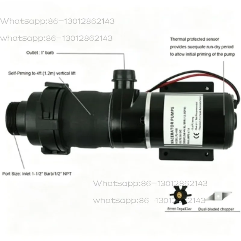 12V DC 45LPM portable waste dirty water flushing sewage macerator water pump wc water macerator pump