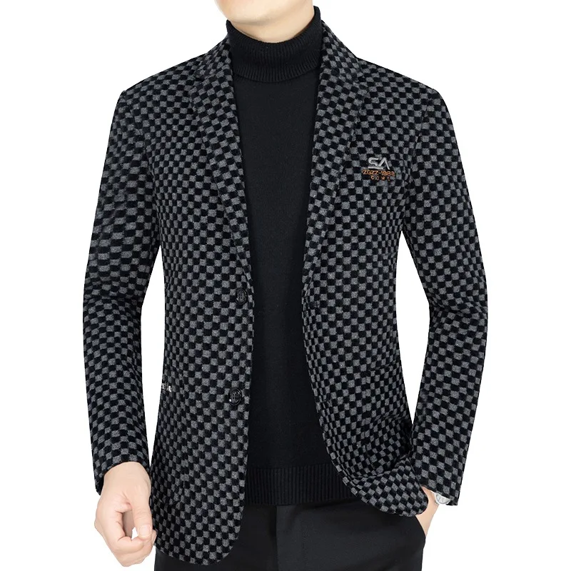 New Autumn Winter Men Male Checkered Suits Coats Business Casual Blazers Jackets Quality Man Slim Blazers Jackets Coats Size 4XL