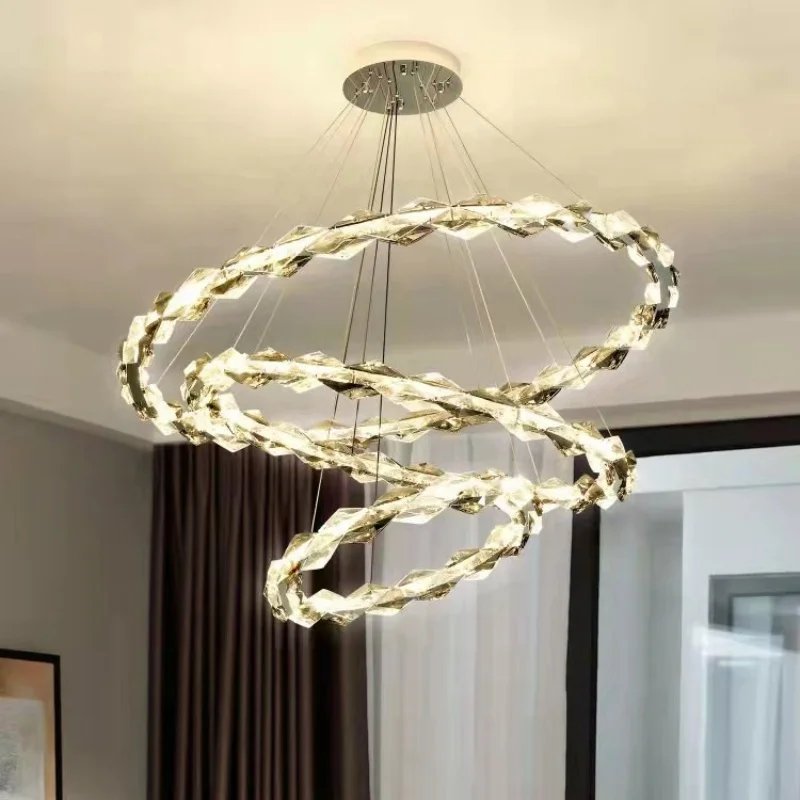 Italian Luxury Crystal LED Ceiling Lamps Living Room Restaurant Bedroom Apartment Staircase High-end Chandelier Home Decor Light view 5