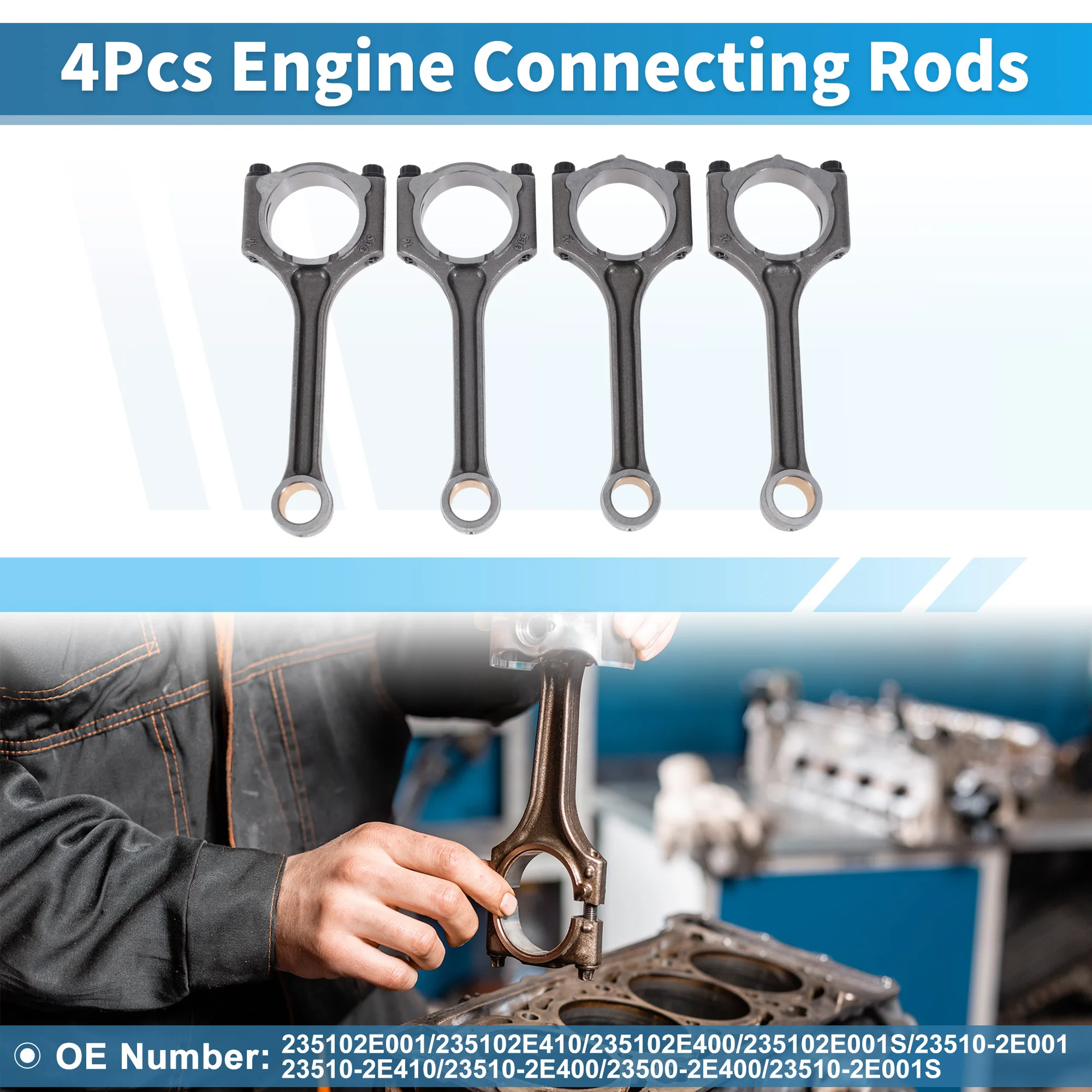 UXCELL 4 Stuks Motor Drijfstang voor Hyundai Elantra 2011-2015 voor Hyundai Elantra GT 2013-2017 Con staven No.235102E001