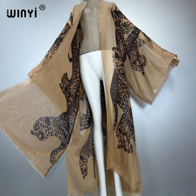 WINYI neues Sommer-Outfit Kimono Afrika Boho Strand vertuschen muslimisches Kleid Strickjacken Strandkleidung Frauen Abaya Dubai Luxus-Kaftan