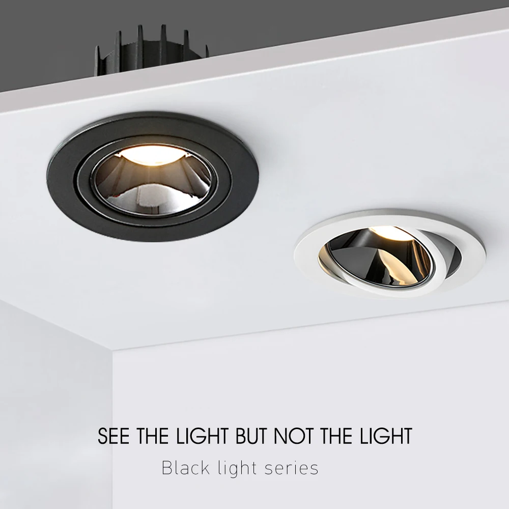 

LED Downlight Recessed Anti-glare Black White 12W 7W AC85-265V Dimmable LED Ceiling Light For Home Living Room Bedroom Lighting