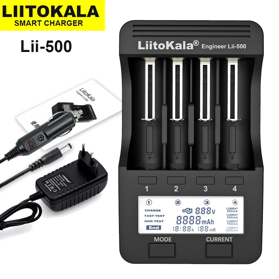 Liitokala Lii-500 Lii-PD4 Lii-600 Lii-PD2 18650 ładowarka akumulatorów litowych 3.7 przeciwko 21700 26650 18350 18500 17500 25500 1.2 przeciwko AA