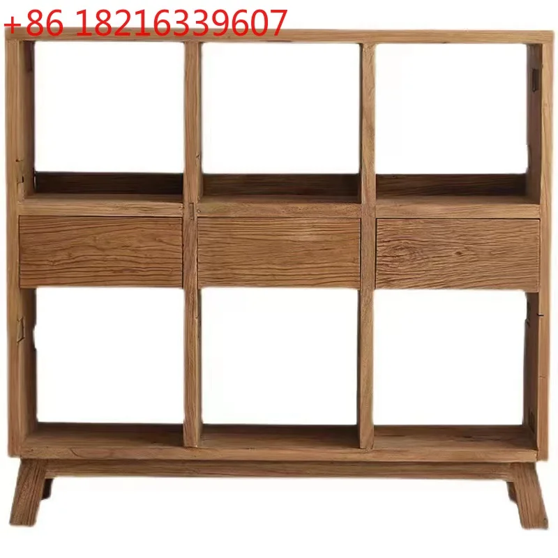 YAO old elm with drawer storage tea set display stand floor-to-ceiling desktop log