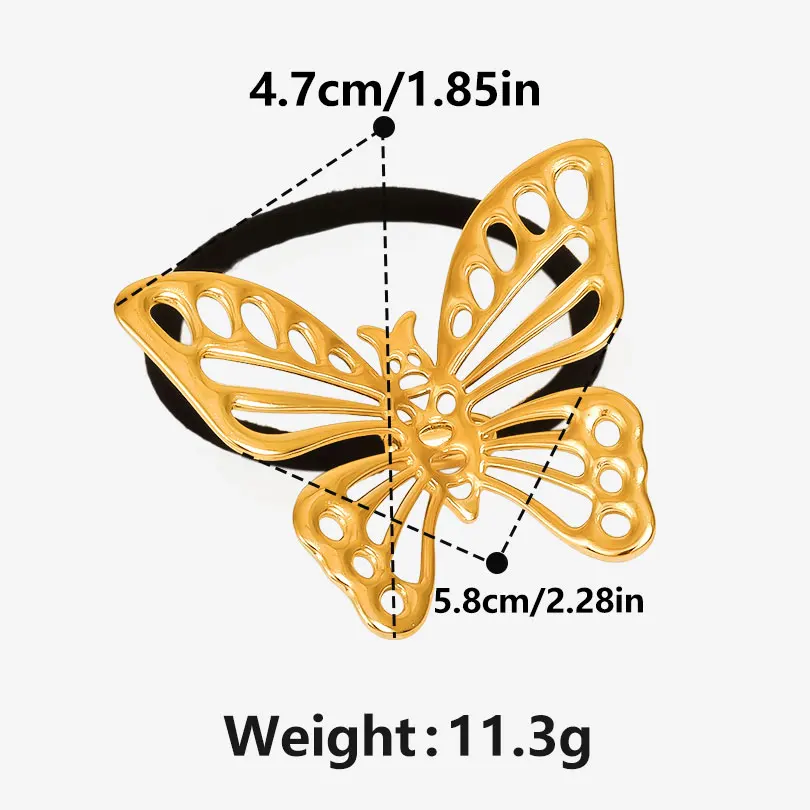 Резинки для волос и завязки из нержавеющей стали с изображением бабочки, аксессуары для волос для женщин и девочек, модные ювелирные изделия золотого/серебряного цвета
