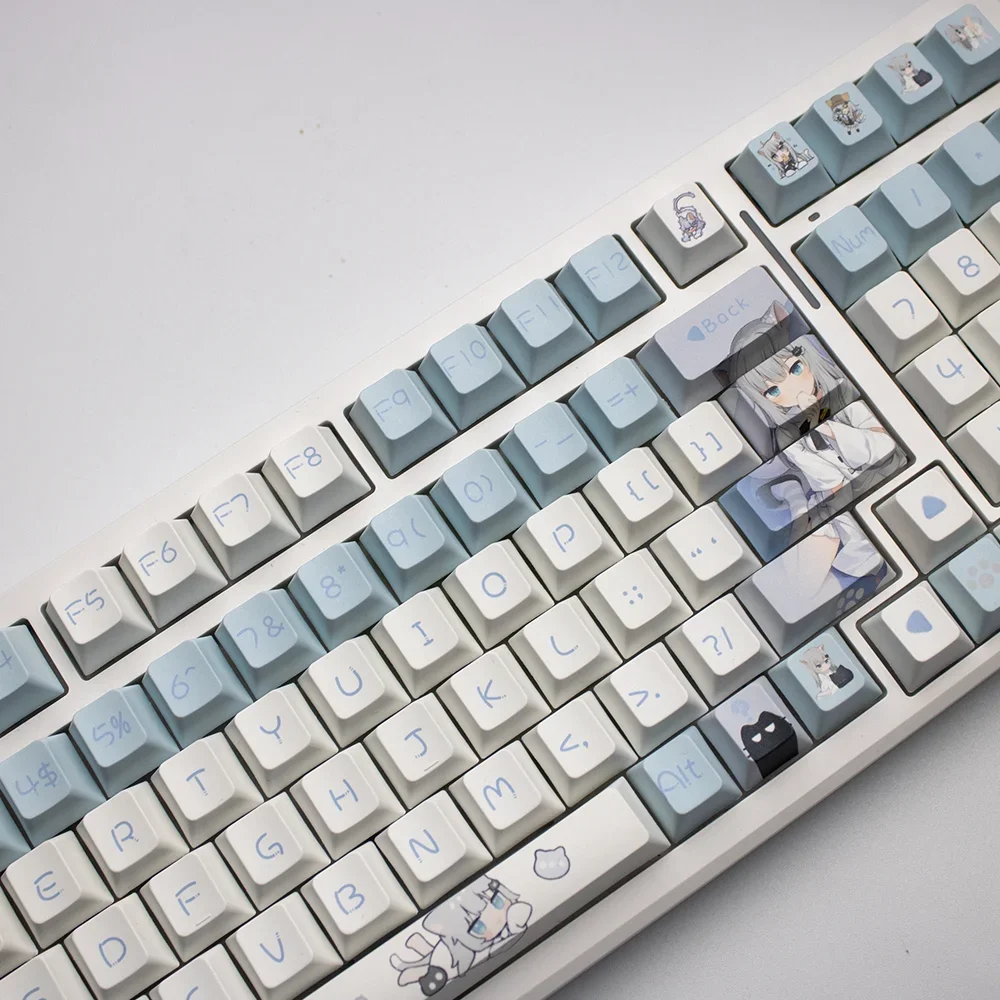 Kawaii Anime Nachoneko Themed Keycaps 122-key Cherry XDA MOA Profile PBT Keycaps for MX Switch 60 80 Mechanical Gaming Keyboards
