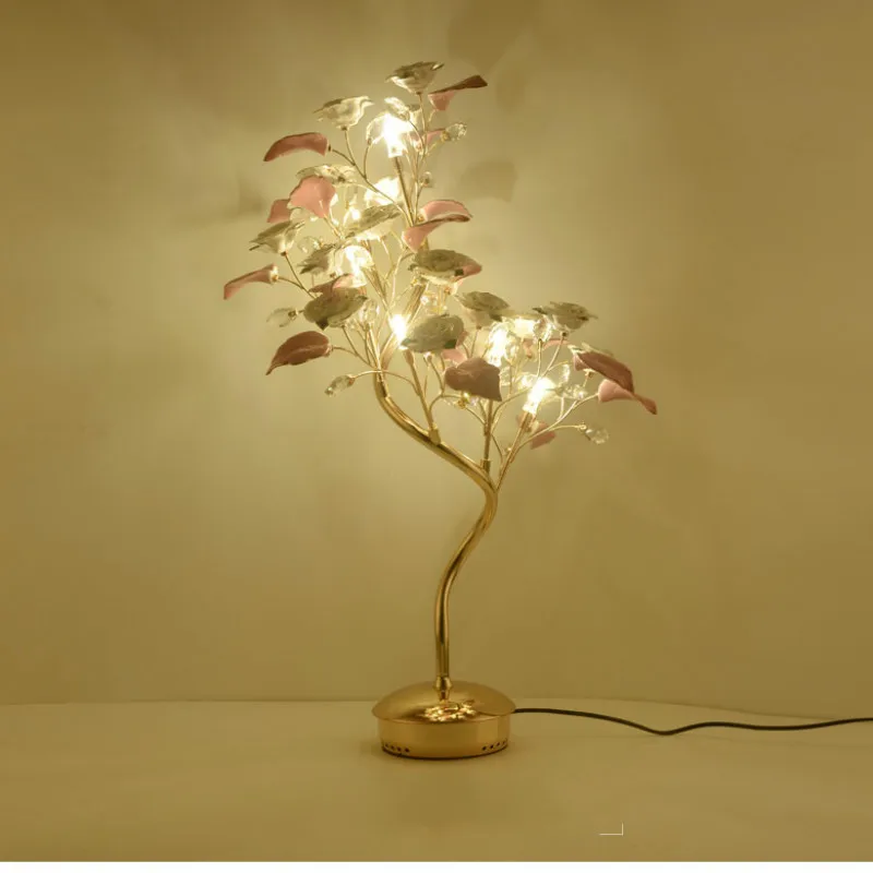 Multicolor Ceramic Restaurant LED Table Lamp crystal desk light for Office Living Room Bedroom Hotel Wedding flower table light