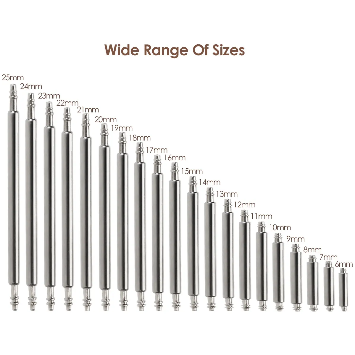 

360Pcs Stainless Steel Watch Band Strap Link Pin Double Flange Spring Bars 6mm-25mm Metal Watch Repair Replacement Set