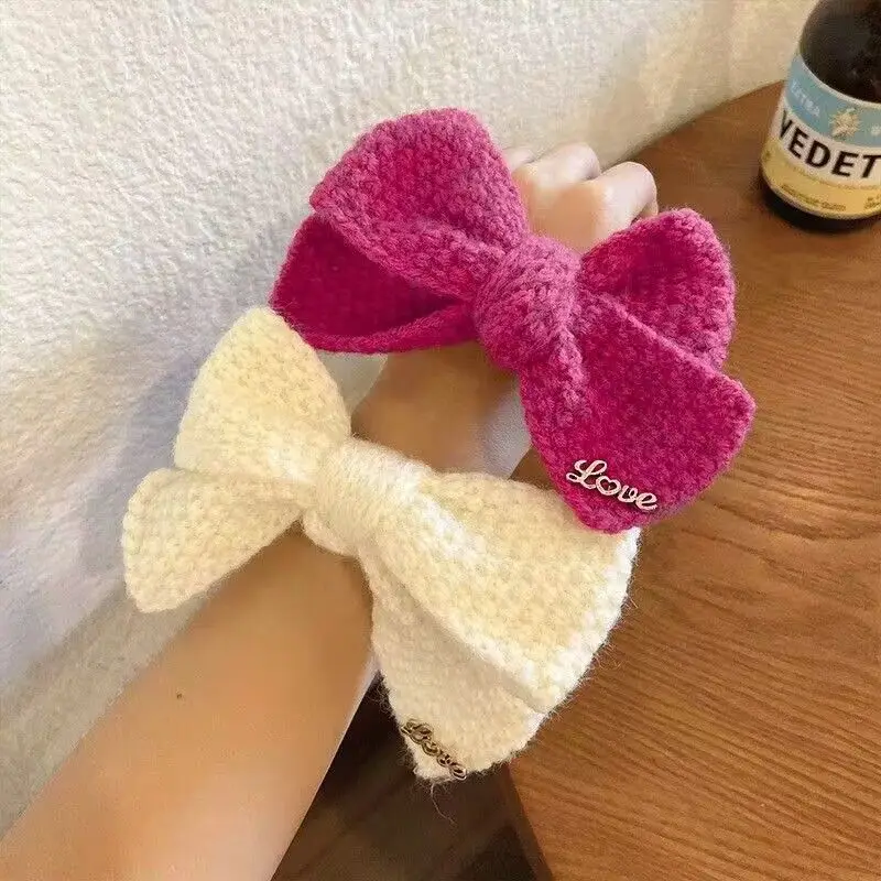 1 Fall/winter knitted bow for adult hair tie Hair tie hair circle hair tie sweet hair accessory