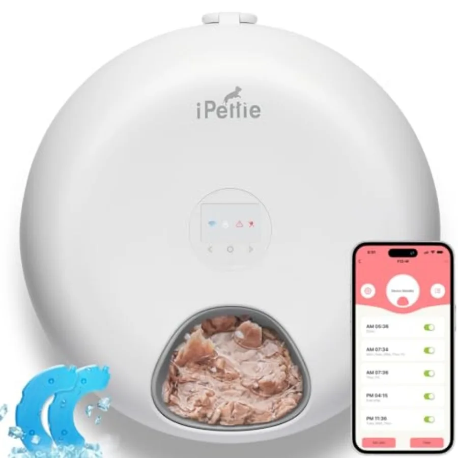 

Donut Frost WiFi 6 Meal Automatic Cat Dispenser with App Control, Dry and Wet Food Automatic Cat Feeder, Smart Dog Feeder with