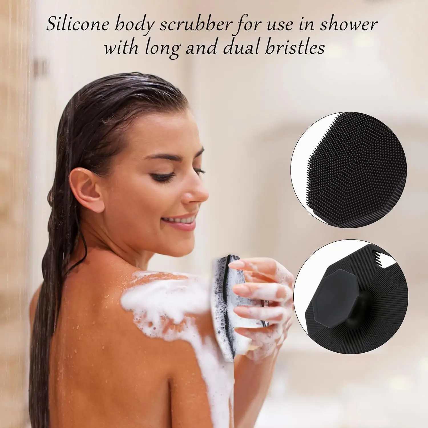 Lot de 2 épurateurs en silicone pour le corps, brosse exexpansive avec luffa en silicone pour le cuir chevelu, shampooing pour cheveux, livres de peau B