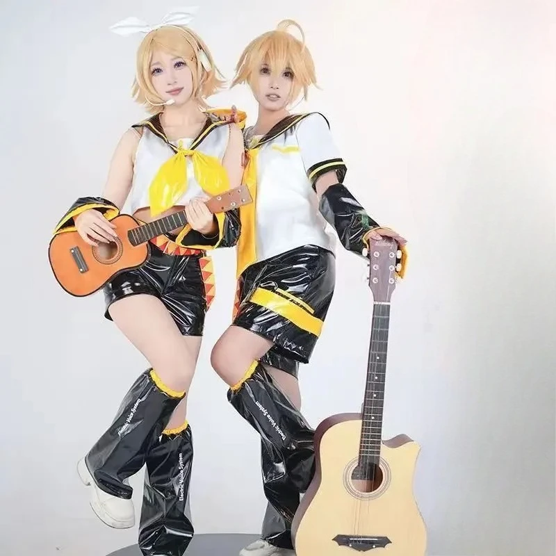 

Косплей Just Saiyan Kagaminee Rin/Len с ушками Collab, серия: Kagaminee Rin Len, топ для косплея, шорты, костюмы, наряд для косплея