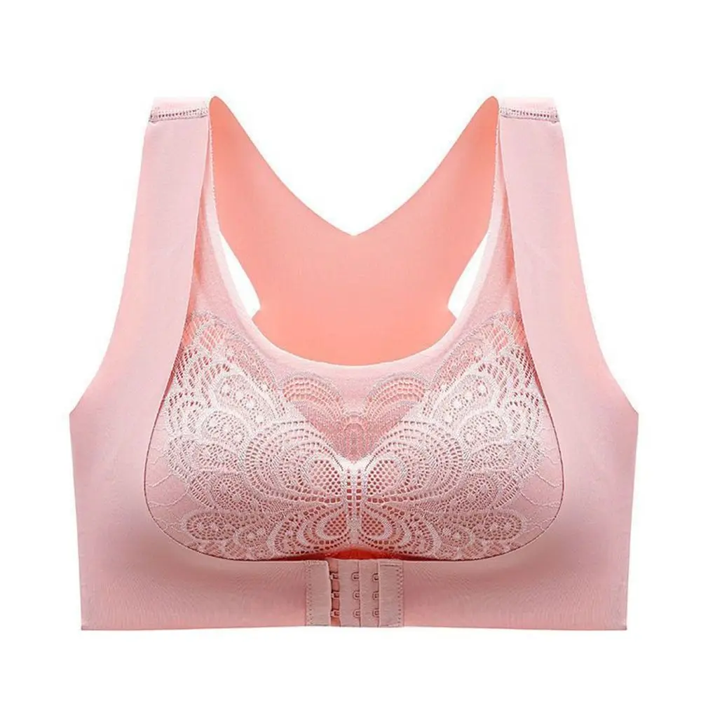 

Butterfly Camisoles Crop Top No Steel Ring Solid Color Gathered Bra Front Closure Bra Seamless Push Up Bra Tank Top