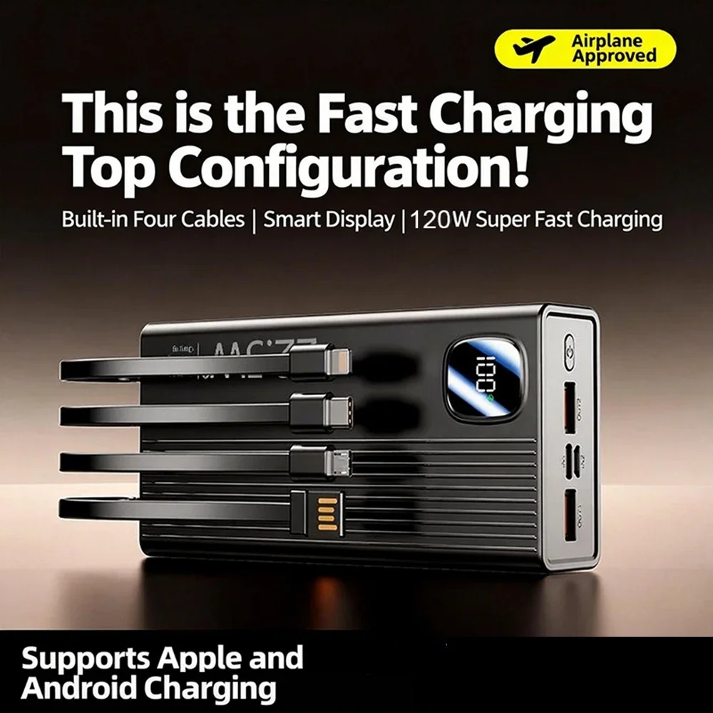 

VIVO120W 200000 мАч Power Bank большой емкости Сверхбыстрая зарядка Портативное зарядное устройство с цифровым дисплеем для iPhone Samsung Xiaomi