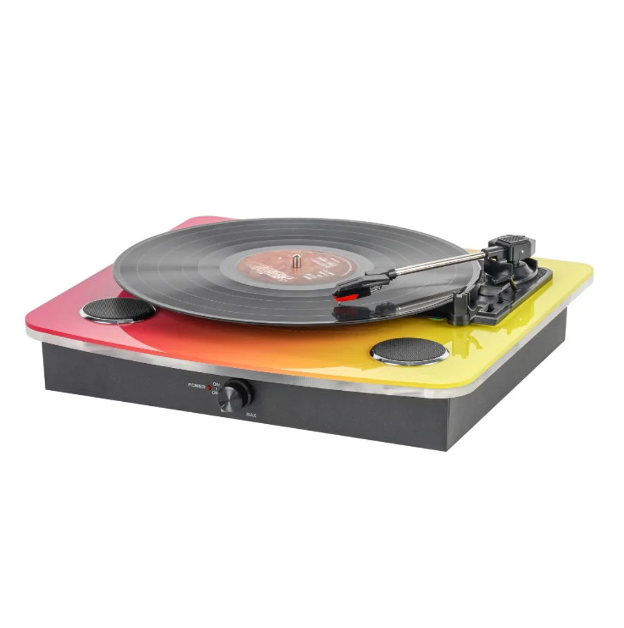 

New OEM Colorful Acrylic Stereo Sound Record Player With Stereo Speakers Retro Vinyl Record Bluetooth Turntable Player