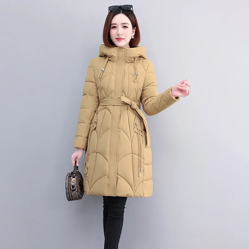 Women Coat Thick Warm Mid Long Jacket Cotton Padded Puffer Parka Outwear 2023 New Winter Hooded Overcoat Female Jacket Parkas