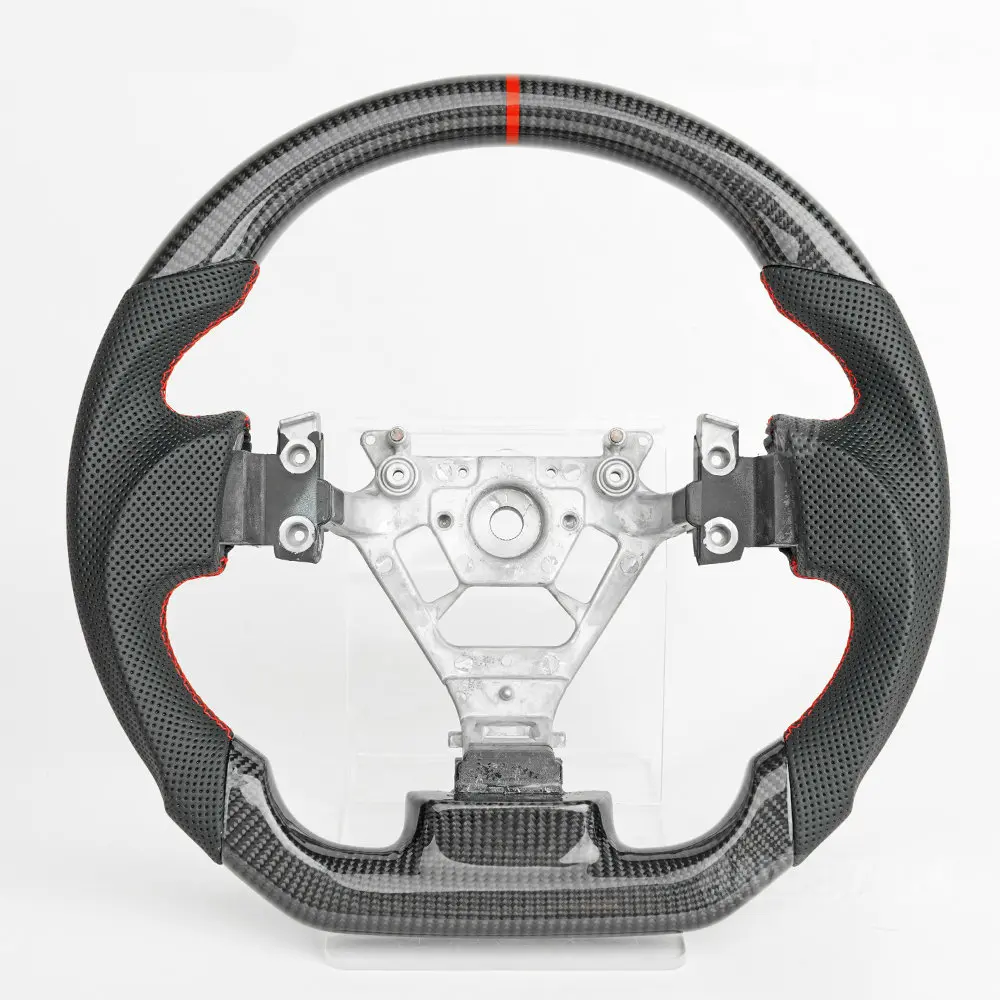 สําหรับ Nissan 350z คาร์บอนไฟเบอร์พวงมาลัยหนัง Fit สําหรับ 350z 2003-2008 ด้านล่างแบน Racing ล้อ