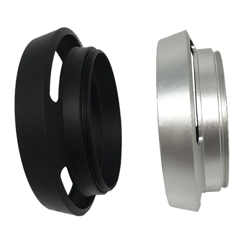 Camera Lens Shade Replacement Lens Hood 37mm 40.5mm 43mm 46mm 49mm 52mm Lens Cap Metal Vented Screw-in