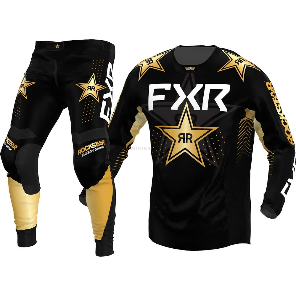 Black Gold 2025 Motocross Gear Set MX Power Jersey Set Dirt Bike Clothing Motorcycle Racing Suit Breathable Dirt Bike Combo