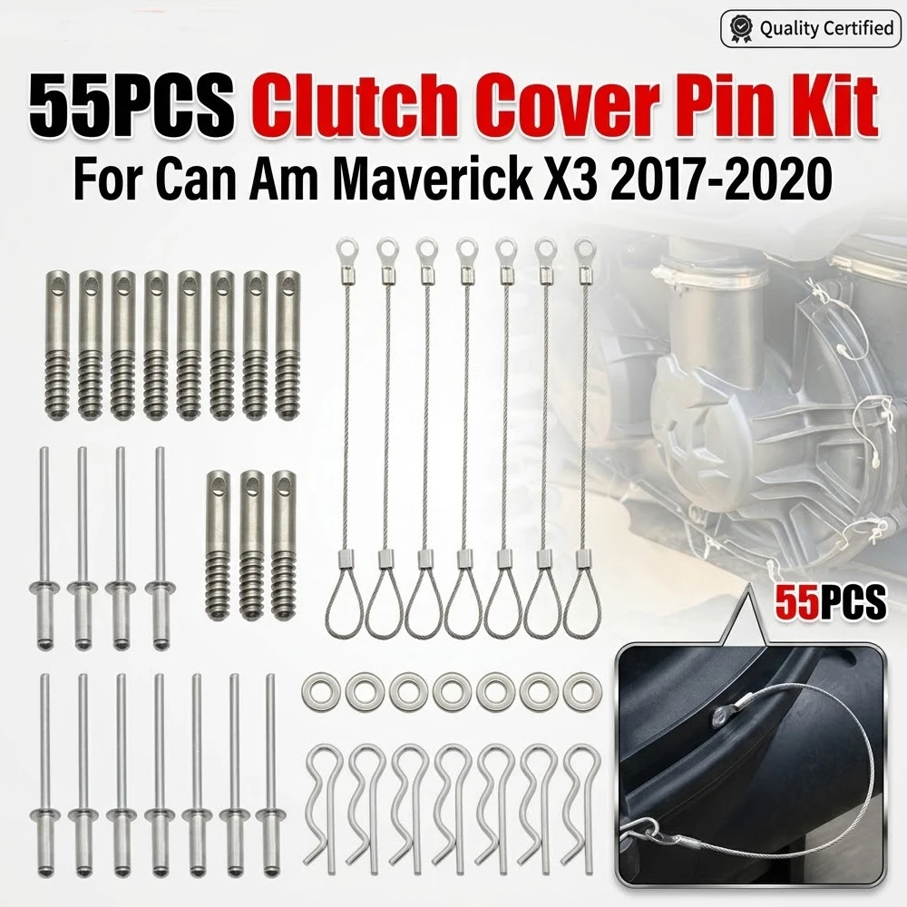 55pcs Clutch Cover Quick Release Pin Kit Tool Belt Accessories for Can Am Maverick X3 2017-2020 Maintenance Accessories