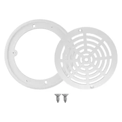 8Inch Pool Main Drain Cover the Top Grate Bottom Mounting Plates White Replacement Pool Drain Cover Pool Outlet Cover