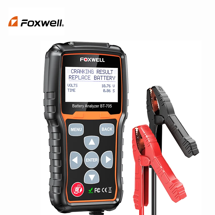 

FOXWELL BT705 12V 24V Battery Tester 100-2000 CCA Charging Cranking System for CarsTrucks Battery Analyzer Diagnostic Tools