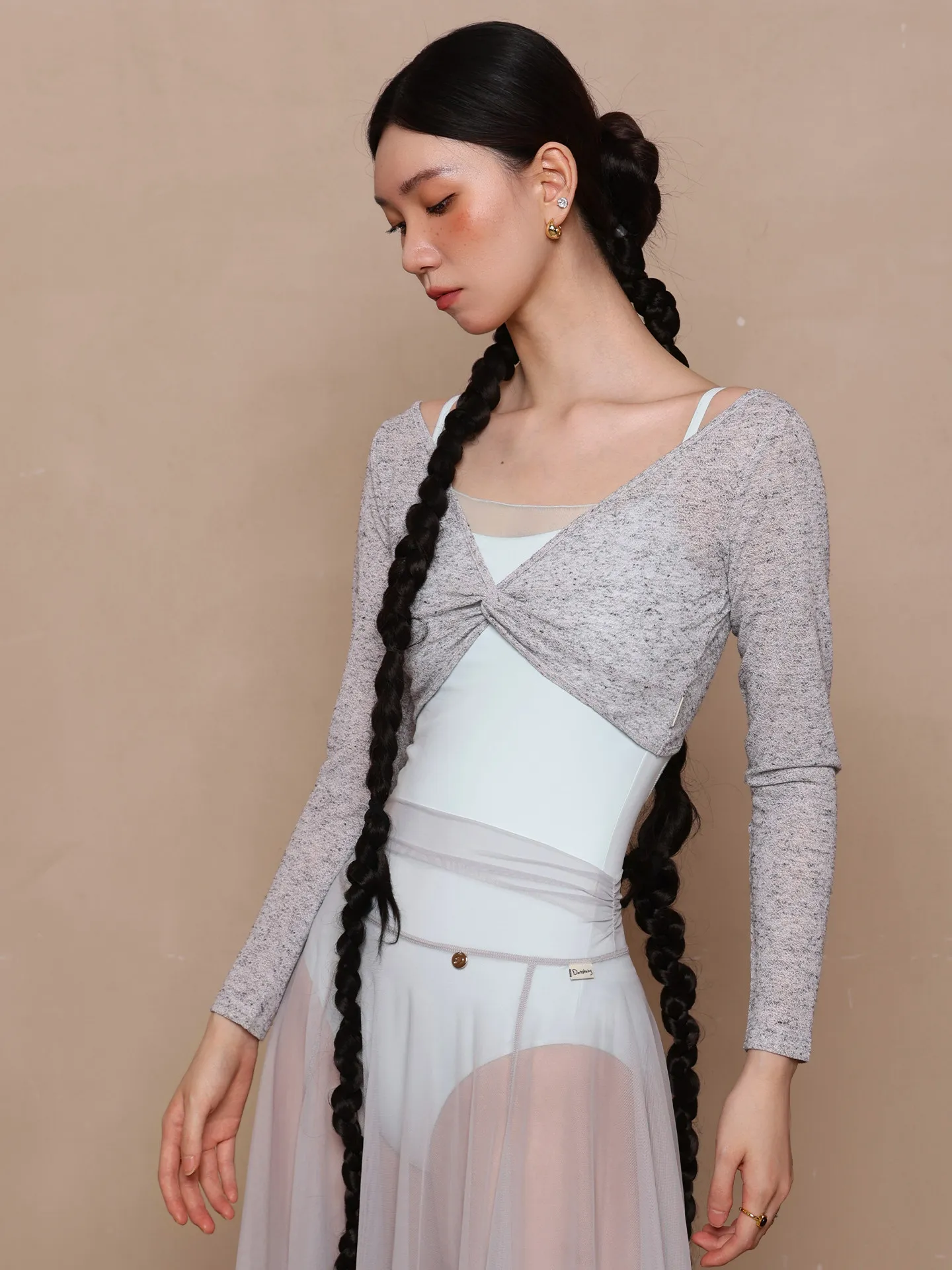 

Long Sleeves Ballet Dance Top Women Short Knot Practice Leotard Girls Gymnastics Clothes Daily Dancewear Ballerina Warm Coat