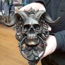 Baphomet Horned God Skull Hanging Door Knocker heavy Duty Gothic Door Knocker Demon Horned Skull Hanging Door Knocker