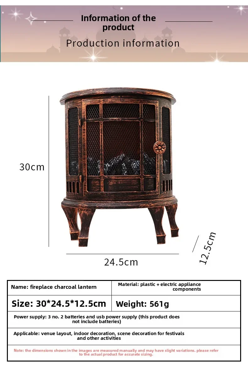 Christmas Scene Decorations New Fireplace Charcoal Fire Lights Brazier Ornaments Window Home Decoration Fireplaces