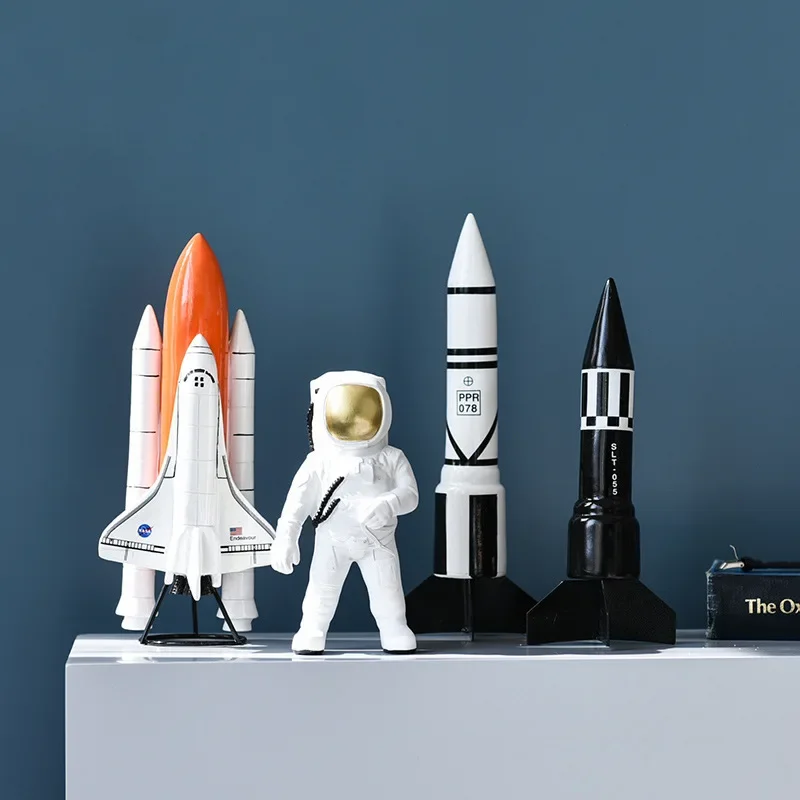 Space Astronaut Rocket Home Decorations Living Room Bedroom Bookcase Interior Modern Simple Art Miniatures Accessories Sculpture