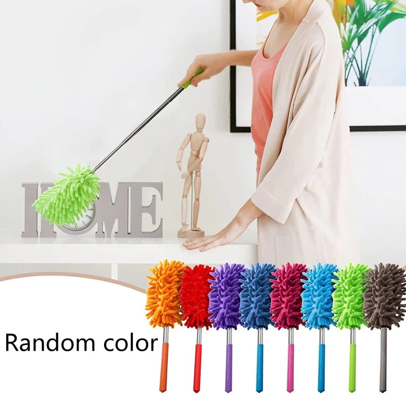 Mini Chenille Duster for Cleaning, Telescopic Washable Dusters Extendable Pole, Detachable Cleaning Brush Tool for Office Car