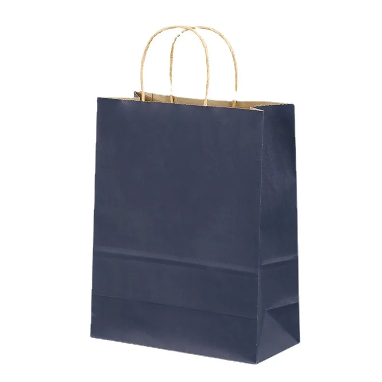 5 PCS/lot Gift Paper Bag with Handles Dark Color 21x15x8cm Festival Gift Bag Wedding Party Pure Dark Blue Craft Kraft Paper