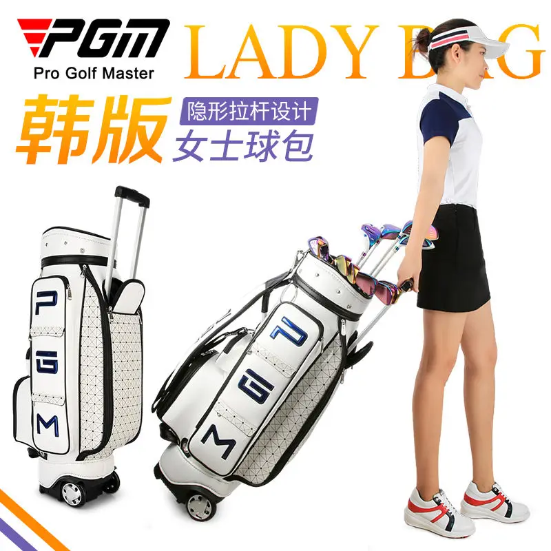 Pgm Retractable Golf Aviation Bag Portable Pu Leather Golf Standard Bag Golf Large Capacity Travel Package With Wheels new