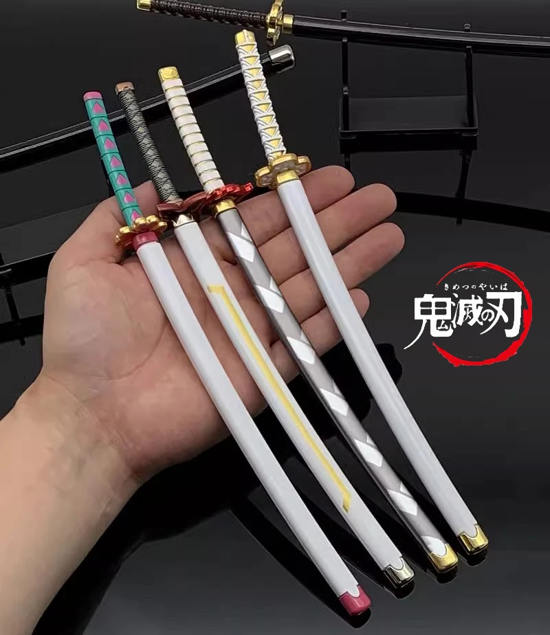 25cm Tanjirou Katana Swords Demon Slayer Anime Ghost Killer Cosplay Metal Prop Weapon Cosplay Props Collection Toy Home Decor