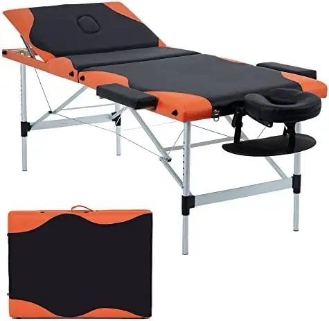 Aluminium Massage Bed Portable Massage Table 28 inch Wide Lash Bed Height Adjustable 3 Folding Spa Table with Non-Woven