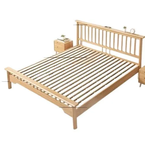 

Log solid wood bed is simple 1.5 meters, small apartment double 1.8 full solid wood bed