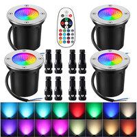 IP65 Outdoor Remote Control RGB+ Warm White LED Underground Lamp 12V 24V Buried Light For Garden Yard Path Landscape Lighting